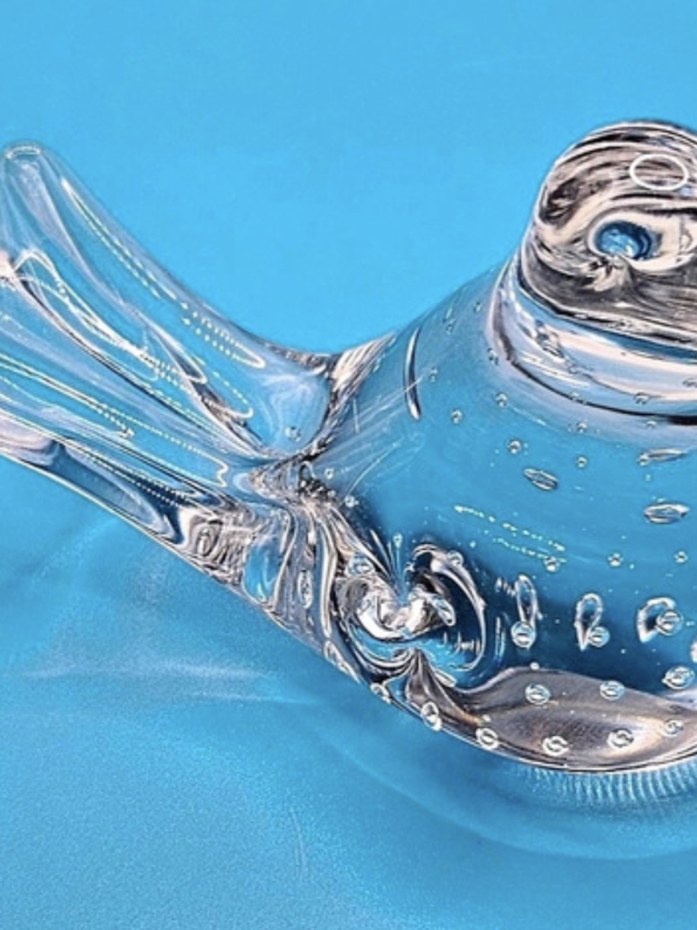 Vintage Controlled Bubble Clear Glass Bird Figurine